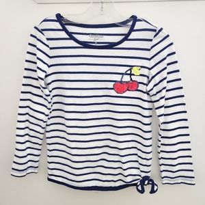 Oshkosh B'Gosh blue white stripe cotton long sleeve t-shirt  top girls size 8
